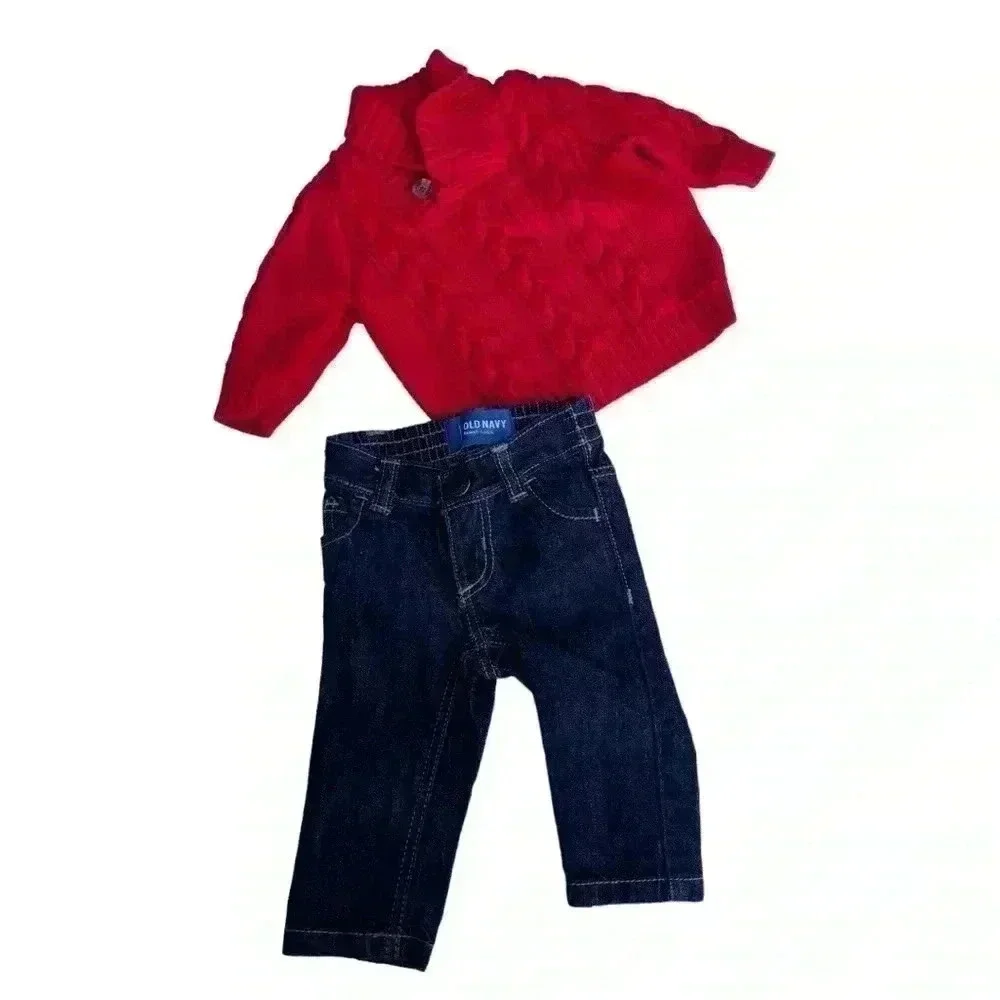 Boys Old Navy Sweater Jean Set•Size 0-3 Months•Preowned Great Condition•